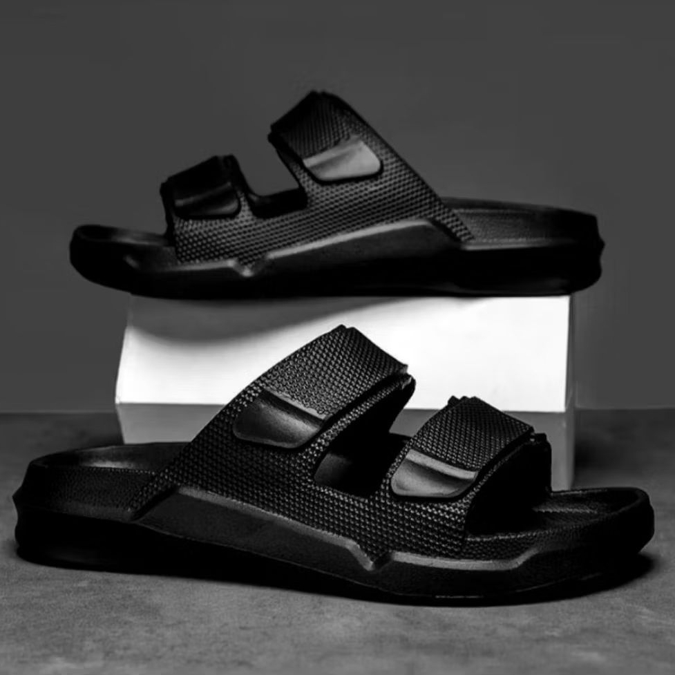 HENGRUN-IRSOE 8016//sandal casual/sandal slop pria/sandal slop karet hitam