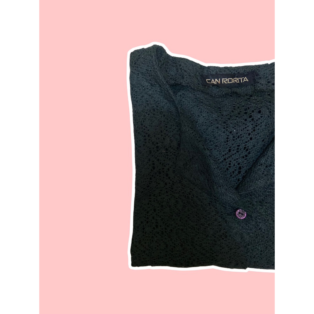Atasan Brokat Hitam Crop