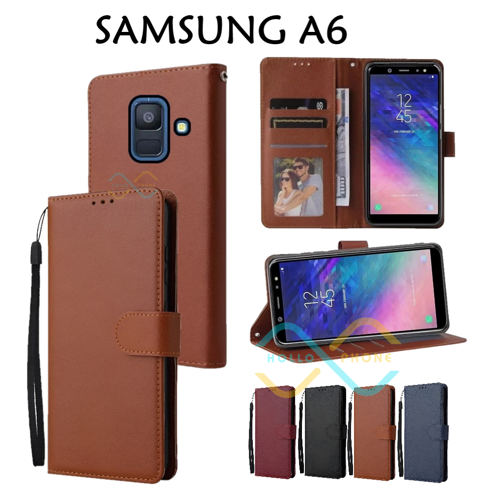 Flip Case Samsung A6 Dompet Wallet Leather Case Premium Casing Hp Samsung A6