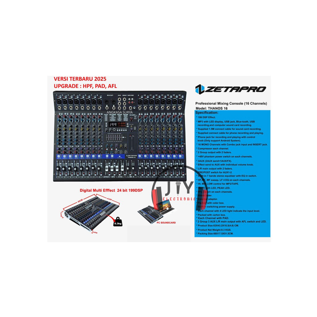 Audio Mixer 16 Channel Zetapro Thanos16 Thanos-16 Thanos 16