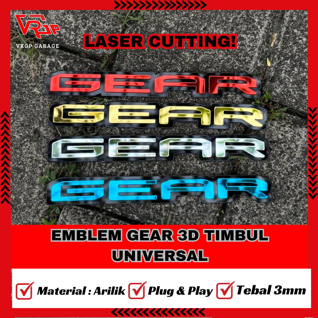 VRGP Emblem Gear Universal Semua Motor/Emblem Yamaha Gear 125/Aksesoris Yamaha Gear Murah