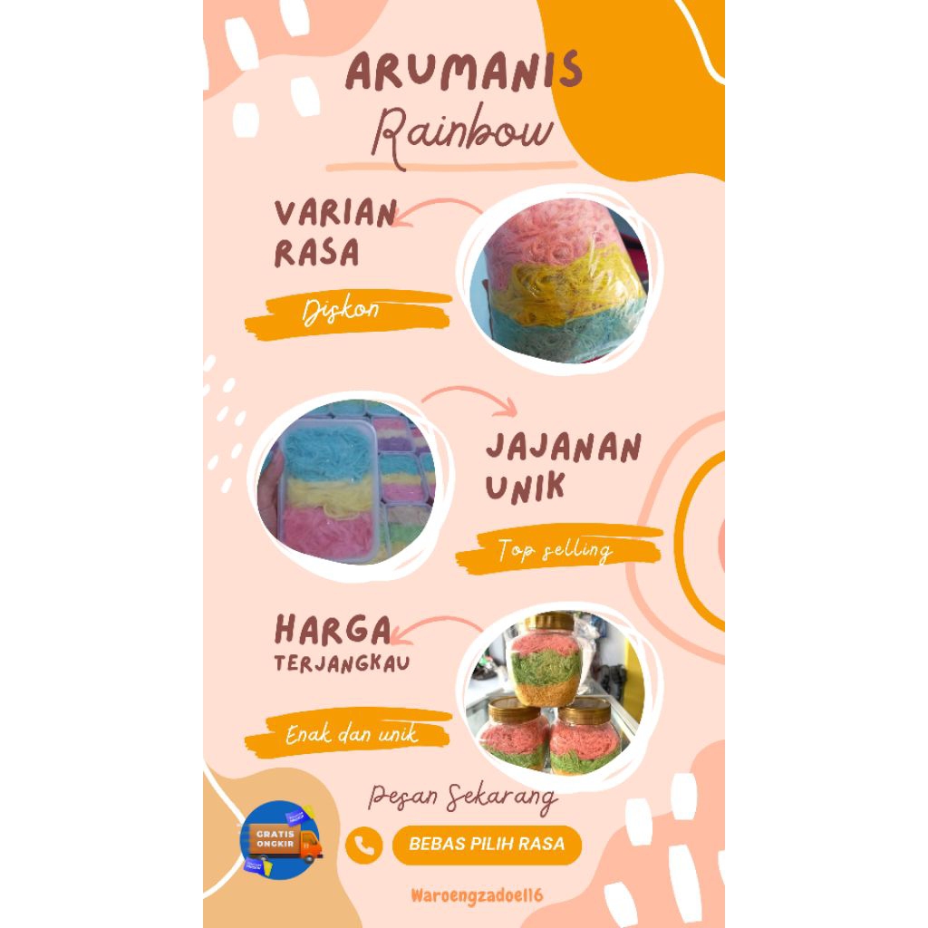 ARUMANIS rambut nenek rainbow mix 3 rasa 1kg pabrikan