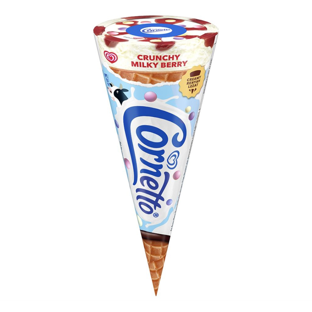 Es Krim Cornetto Crunchy Milky Berry 80 ml
