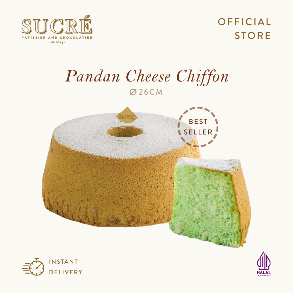Sucre Patissier Pandan Cheese Chiffon Cake - Kue Ulang Tahun Birthday Cake 26cm
