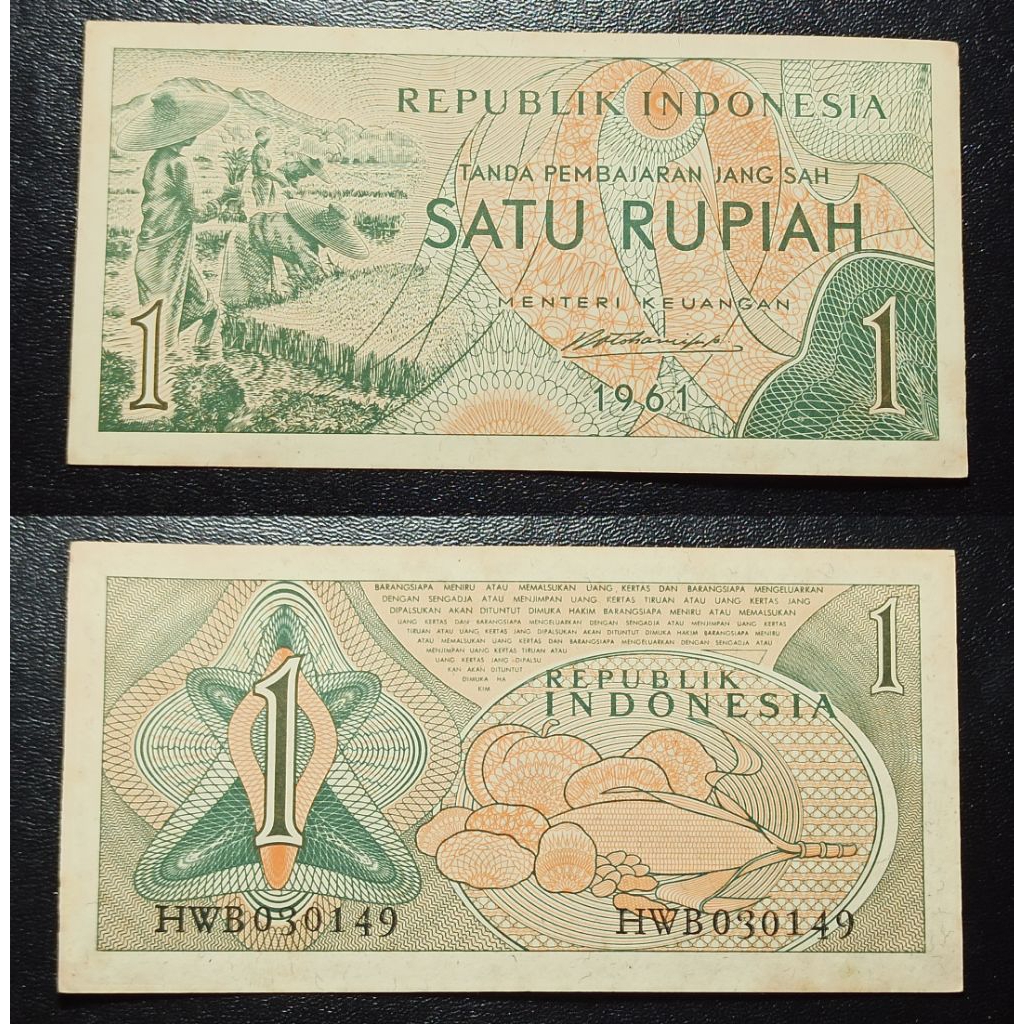 uang kuno Indonesia 1 rp tahun 1961 p1908