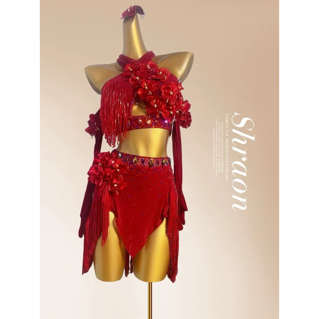 RSL27 Kostum Dansa Dress Latin, dancewear
