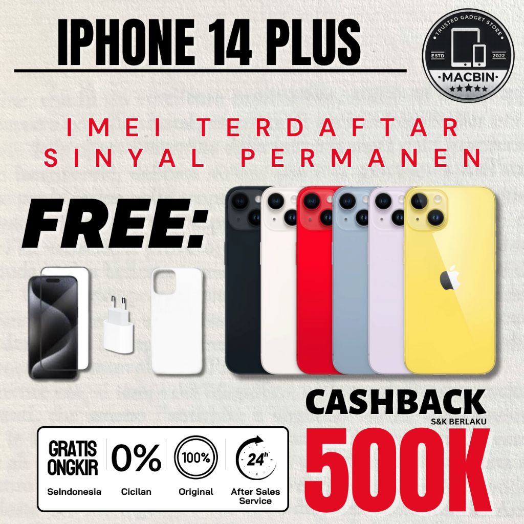 ip i Phone 14 PLUS 128GB 256GB 512GB Second Fullset ALL Operator