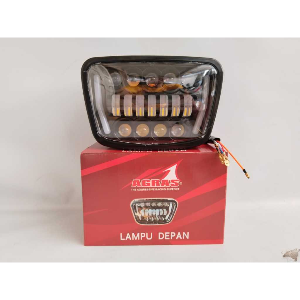 LAMPU DEPAN DAYMAKER RX KING KOTAK OVAL REFLEKTOR HEAD LAMP DEPAN 16 LED KOTAK RX-KING NEW AGRAS