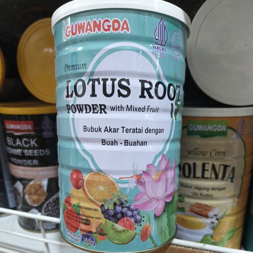 Guwangda Premium Lotus Root Powder with Mixed Fruit. Bubuk Akar Teratai dengan buah buahan
