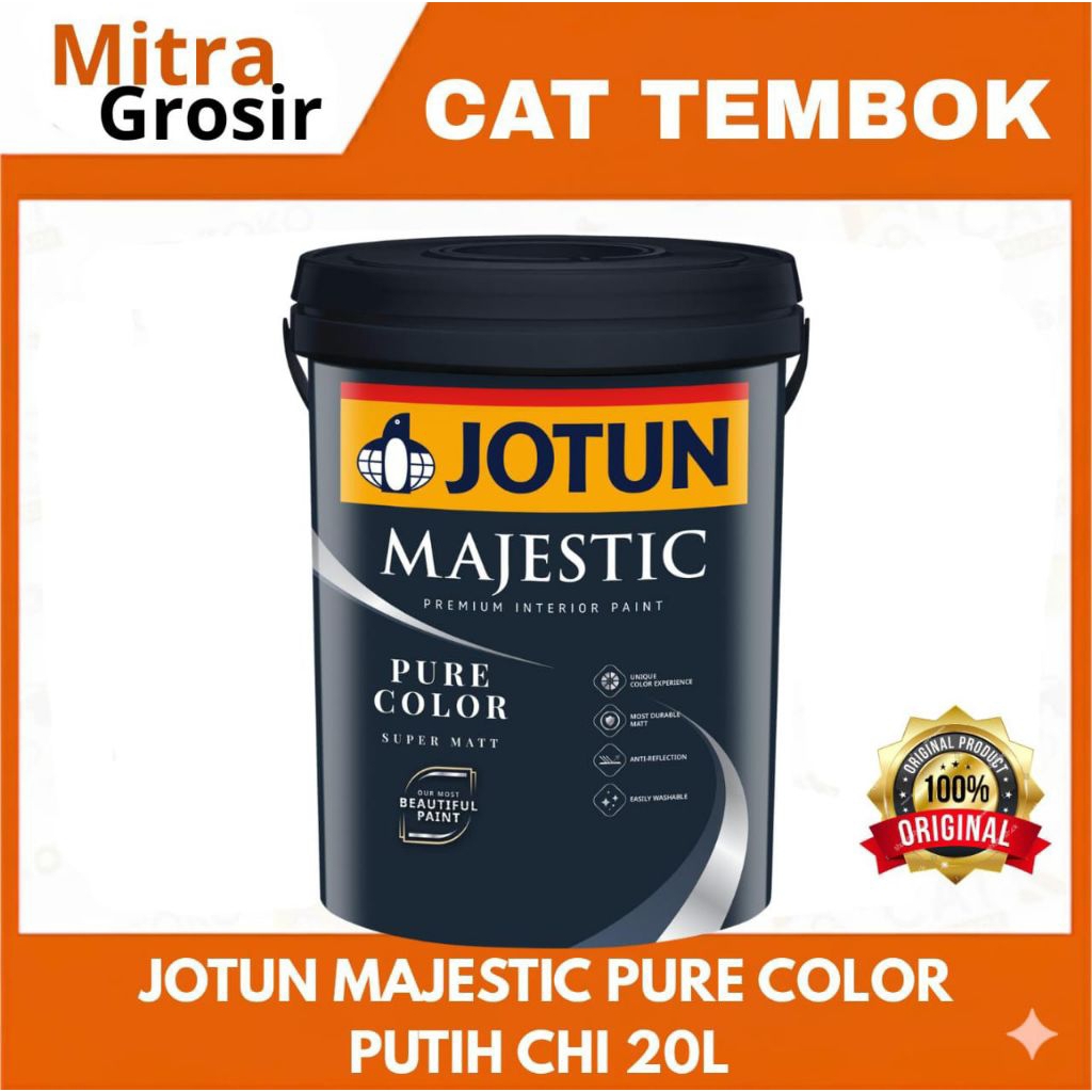 JOTUN PURE COLOR WHITE CHI 20L | JOTUN INTERIOR WHITE / PUTIH CHI | KEMASAN PAIL
