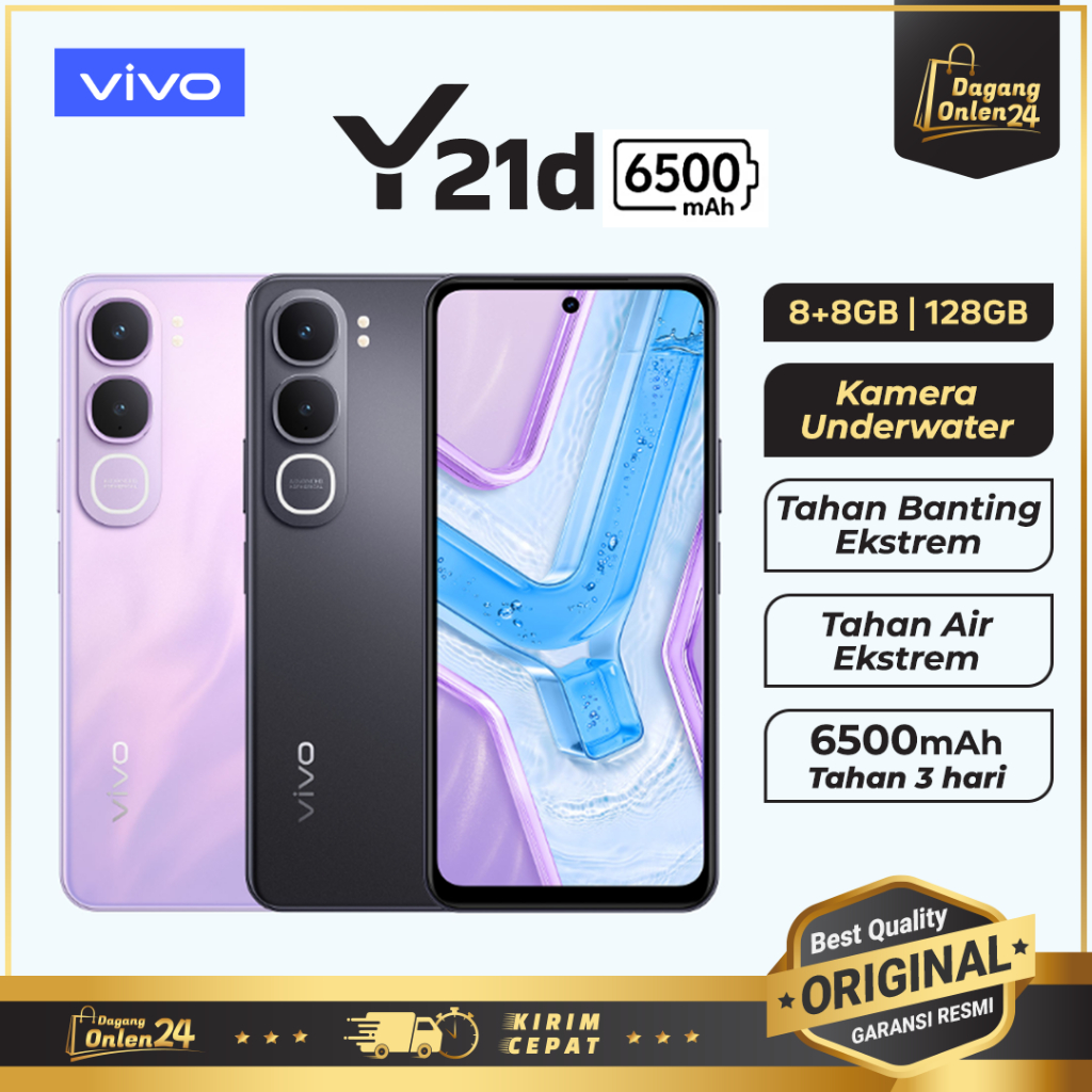 VIVO Y21d 8/128GB Kamera Underwater HP Murah Original 100% HP 2 Jutaan Terbaik 2025 HP VIVO Terbaru