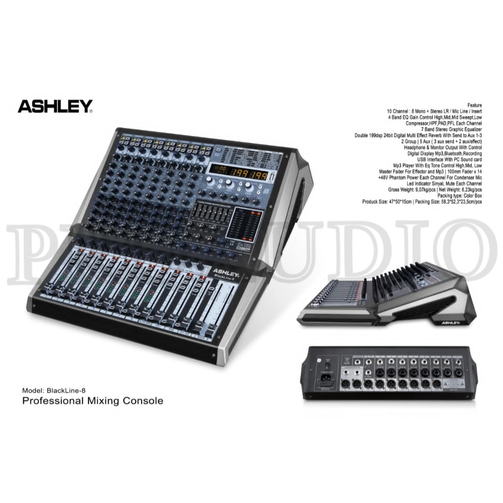 Mixer Ashley  Blackline 8 Mixer 10 Channel Original / Blackline8 / Black line 8 Double Effect 199 DS