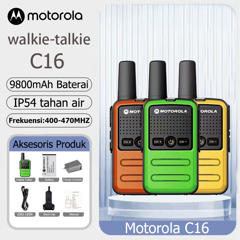 HT Motorola C16 adaptor Radio dua arah Mini portabel kekuatan tinggi Walkie Talkie profesi FM pemanc