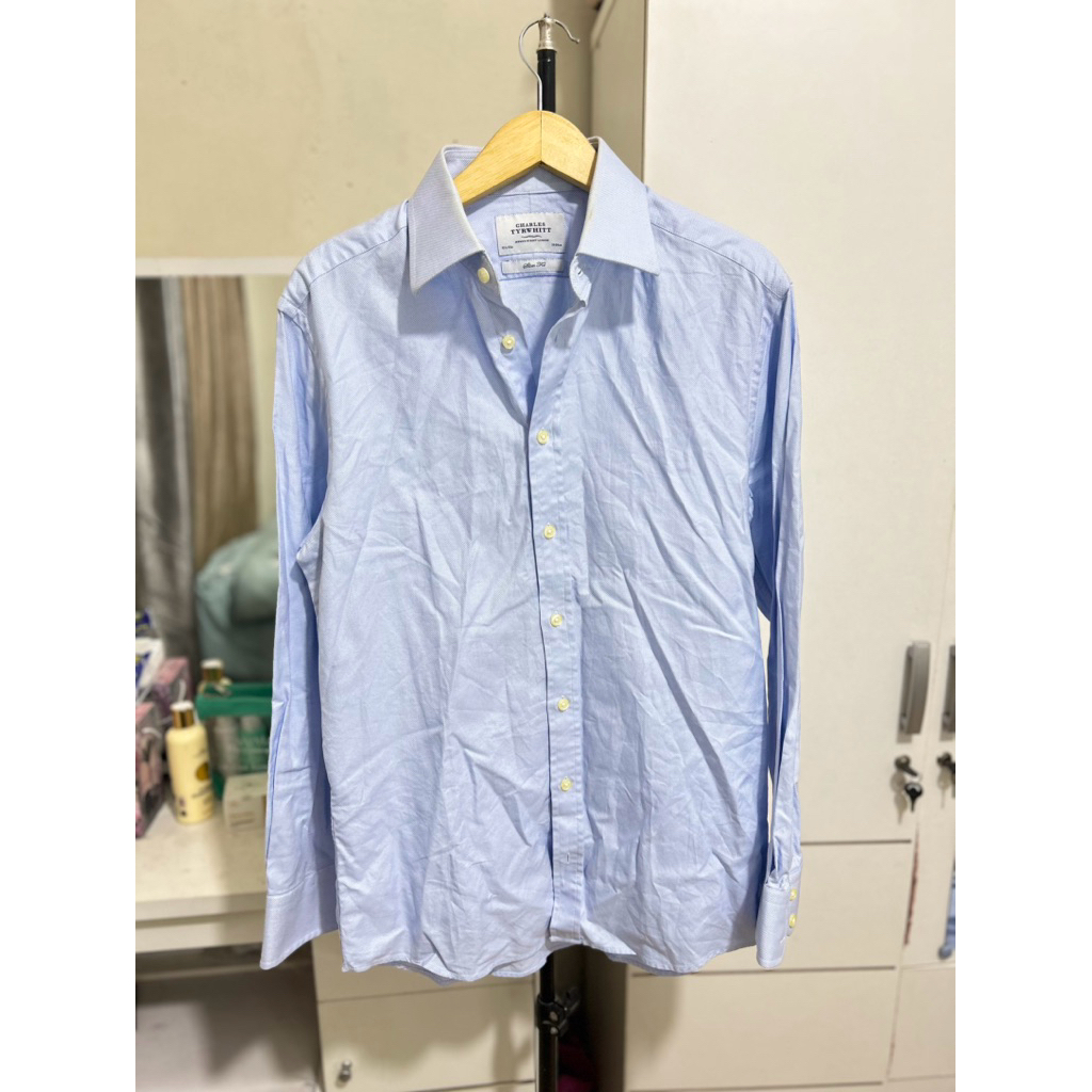 Kemeja Pria Biru Muda Polos