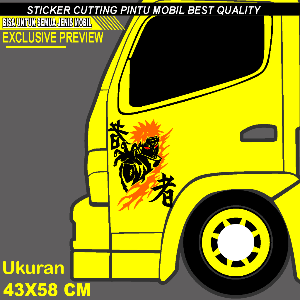 STICKER CUTTING PINTU MOBIL GAMBAR NARUTO KANJI 2 WARNA