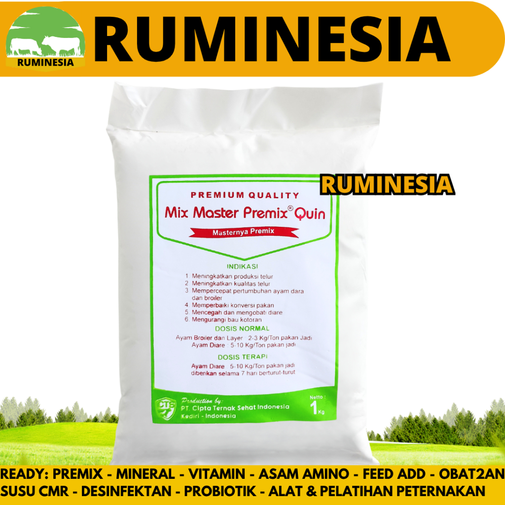 MIX MASTER PREMIX QUIN 1 KG - AGP Olaquindox Pemacu Pertumbuhan Ayam & Babi Like Vitanox