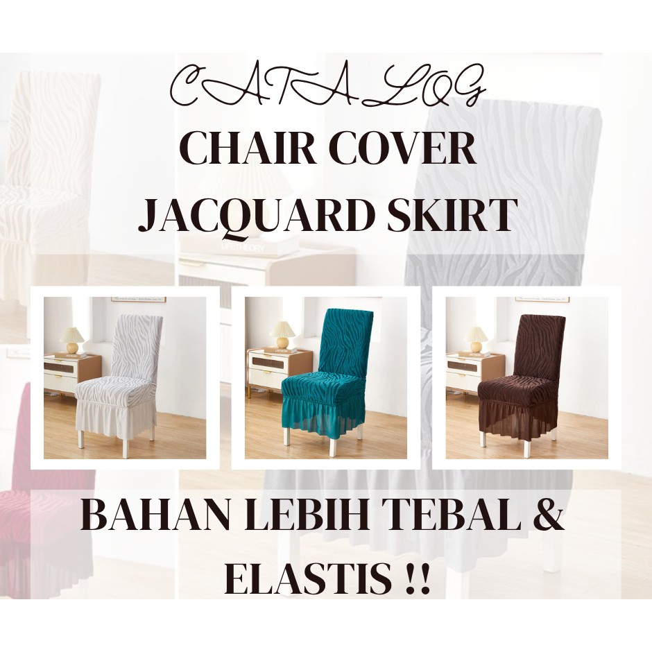 GHD Chair Cover Jacquard Skirt / Sarung Kursi Bangku Makan Elastis Betekstur Polos Aesthethic Renda