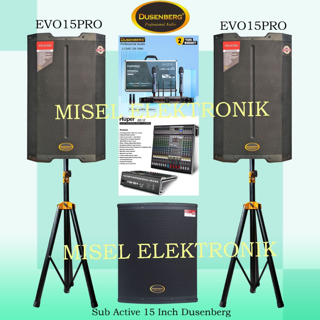 Paket Sound System Indoor Speaker Aktif 15 Inch Dusenberg EVO15PRO Subwoofer 15 Inch