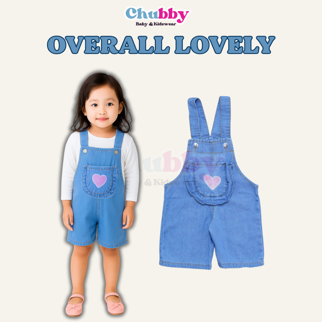 OVERALL LOVELY Jumper Jeans Anak Perempuan Overall Anak 1-3 Tahun Overall Jeans Pendek Anak Perempua