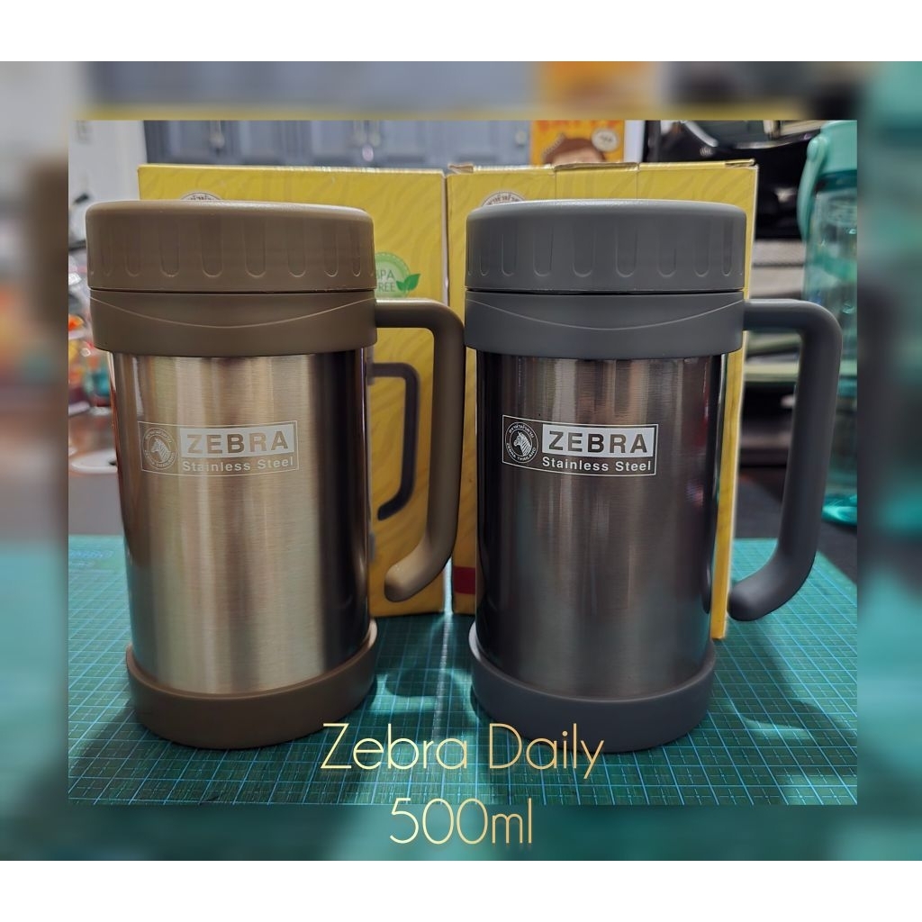 ZEBRA DAILY 500 ML VACUUM MUG WITH HANDLE - STAINLESS SUS 304 - CANGKIR MUG THERMOS GELAS TAHAN PANA