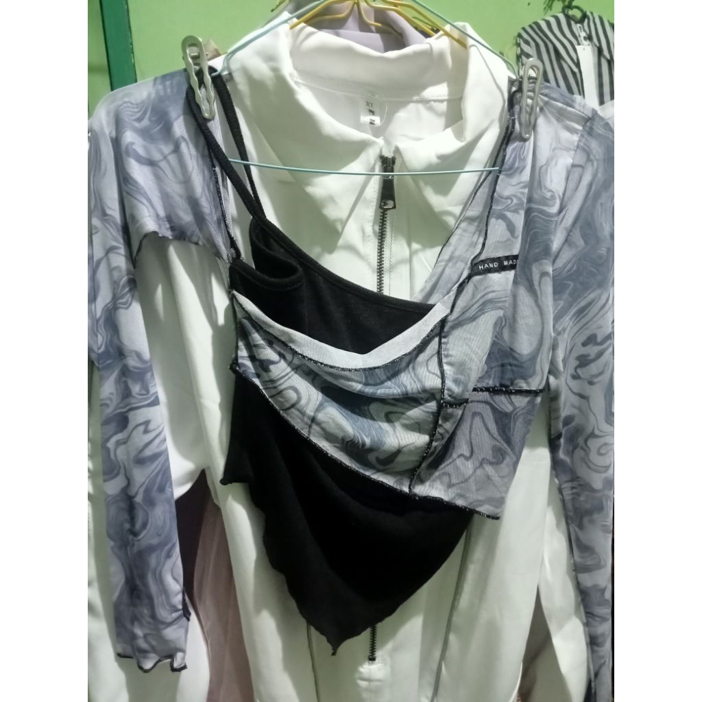 Crop Top One Off Shoulder Wanita Gaya Korea