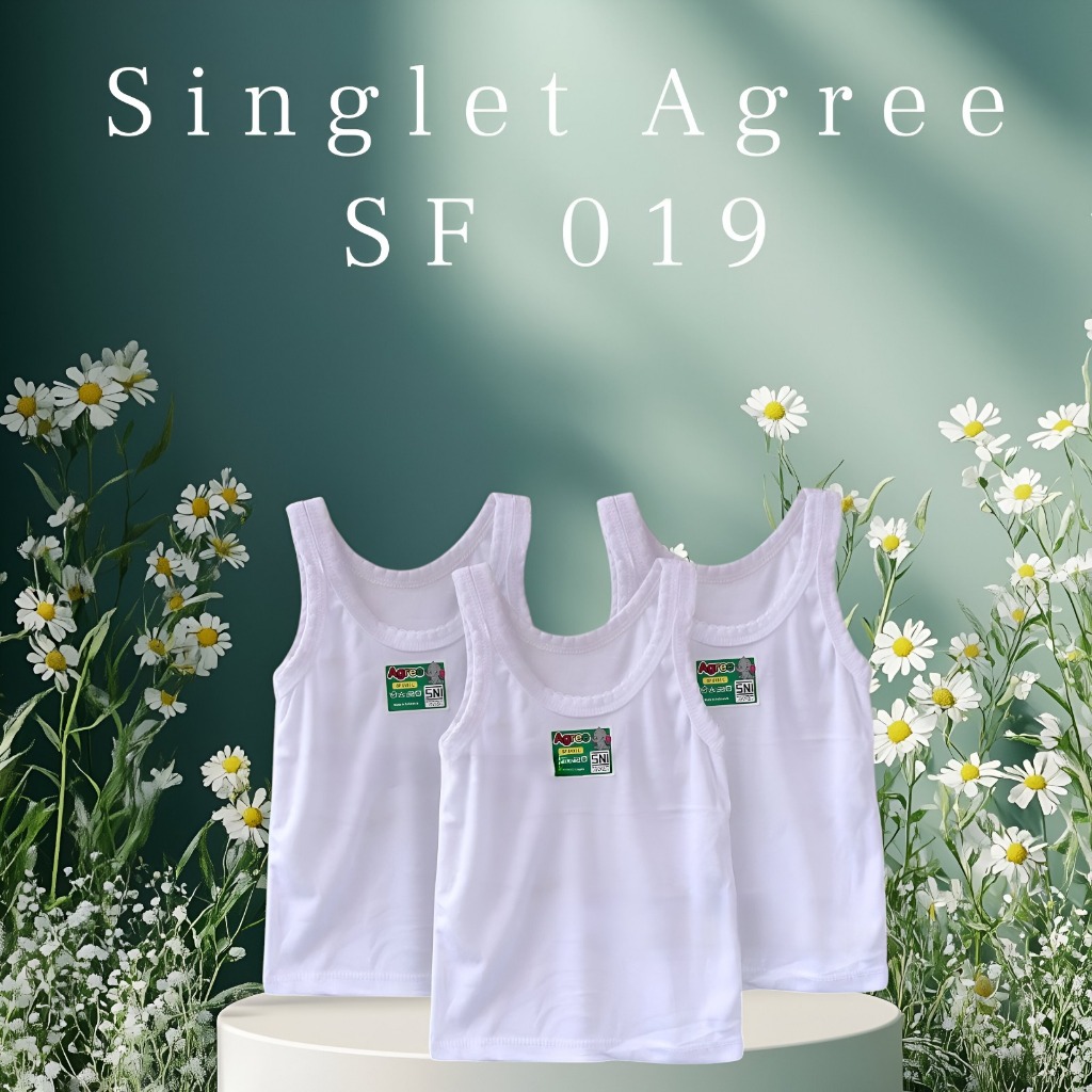 ( 1 Pcs ) Singlet Agree Kids SG019 Anak 1-9 th | Singlet Agree Kids SF019 | Singlet Putih Pakaian Ka
