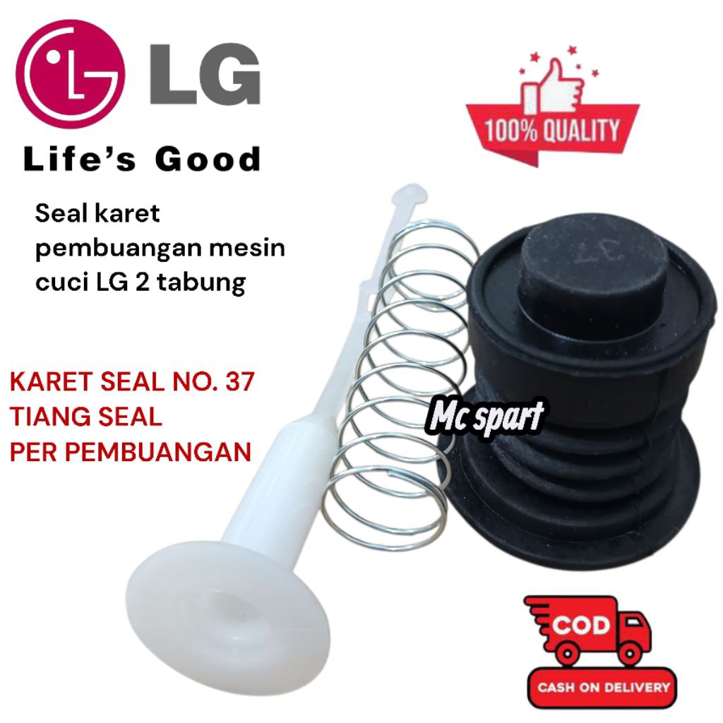 SET SEAL KARET PEMBUANGAN MESIN CUCI LG 2 TABUNG (TIANG.PER.SEAL KARET NO 37) MESIN CUCI LG 2 TABUNG