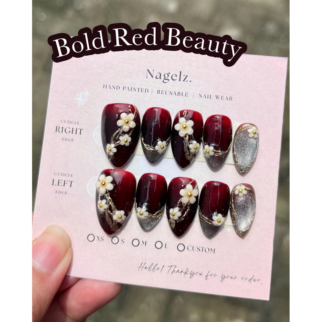 Bold Red Beauty - PRESS ON NAIL / KUKU PALSU / NAIL ART / KUKU PALSU MURAH / KUKU PALSU MEDAN / PRES