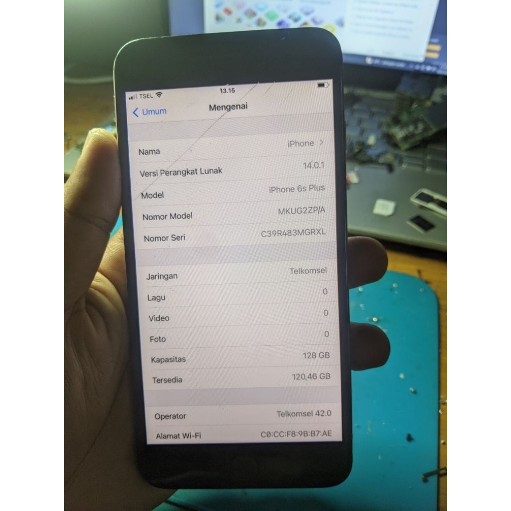 mesin iPhone 6s plus 128gb bypass cell test byu keluar sinyal