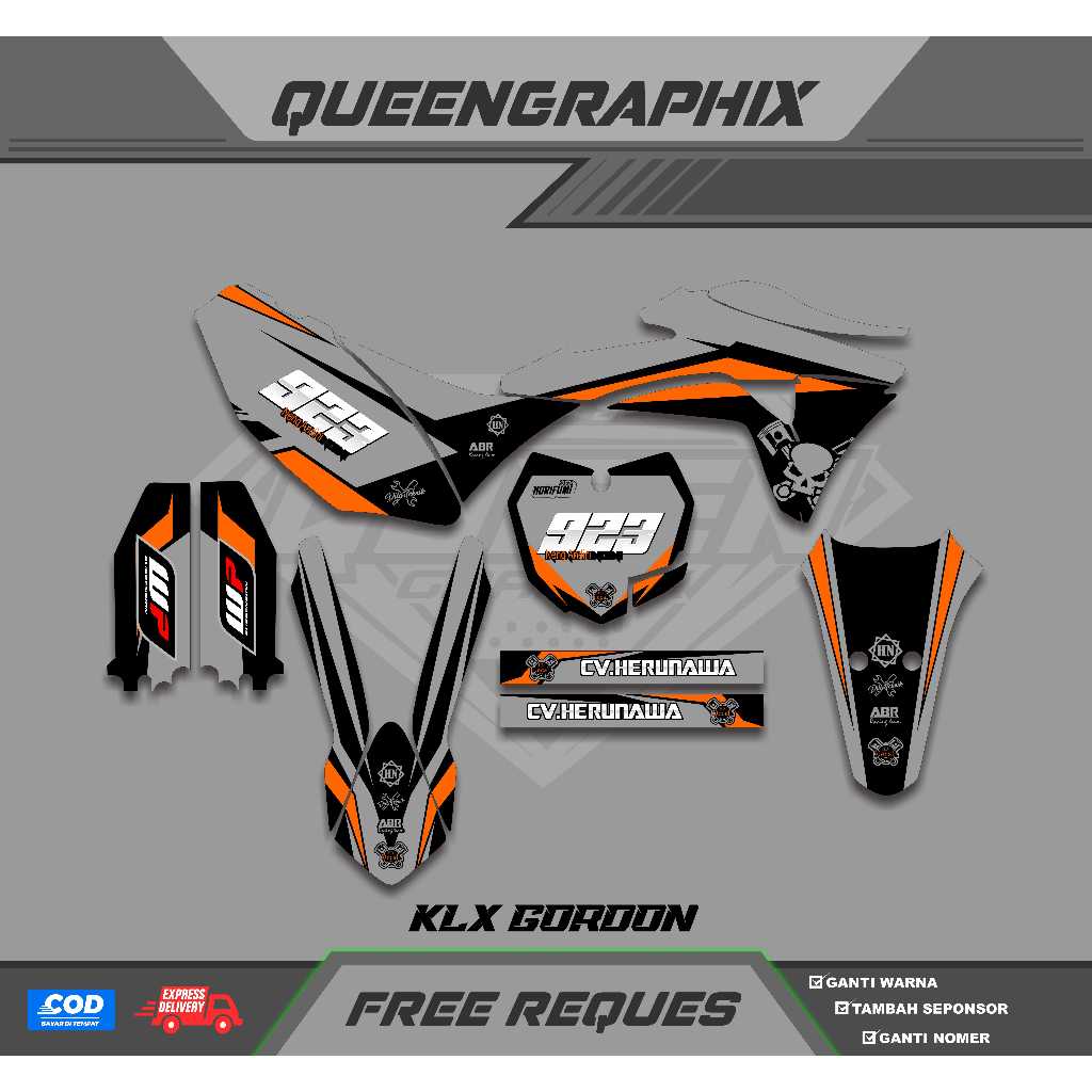 DECAL KLX GORDON GTX KLX GORDON BISA CUSTOM DESAIGN NAMA, NONOR, SPONSOR, WARNA (23)