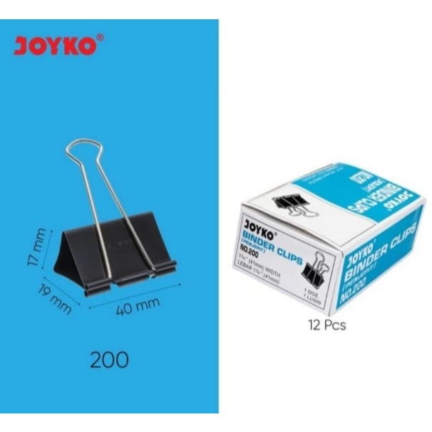 Binder Clip No 200 Merk Joyko / Binder Klip BC-200 Joyko / Klip Penjepit Kertas / Klip Kertas