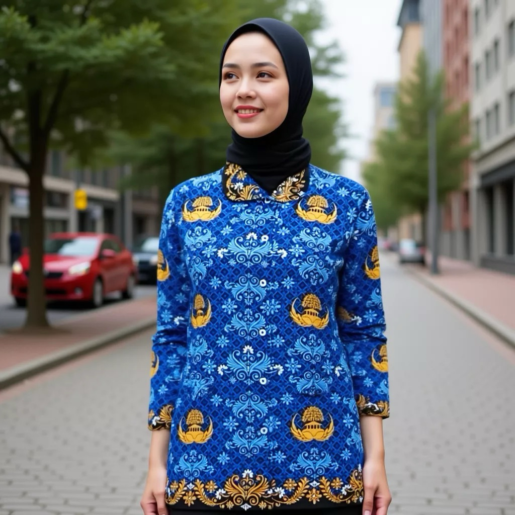 KORPRI WANITA ASN, batik korpri lengan panjang berlapis furing