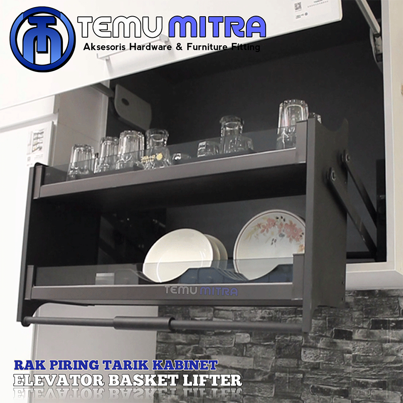 Best seler, Premium Rak piring tarik elevator dish rack pull down alumunium Adjustable/ rak piring t