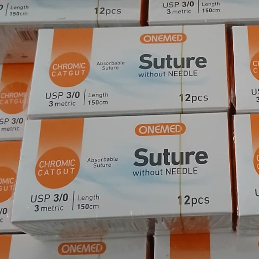 Catgut Chromic 3/0 Tanpa Jarum OneMed (BOX)