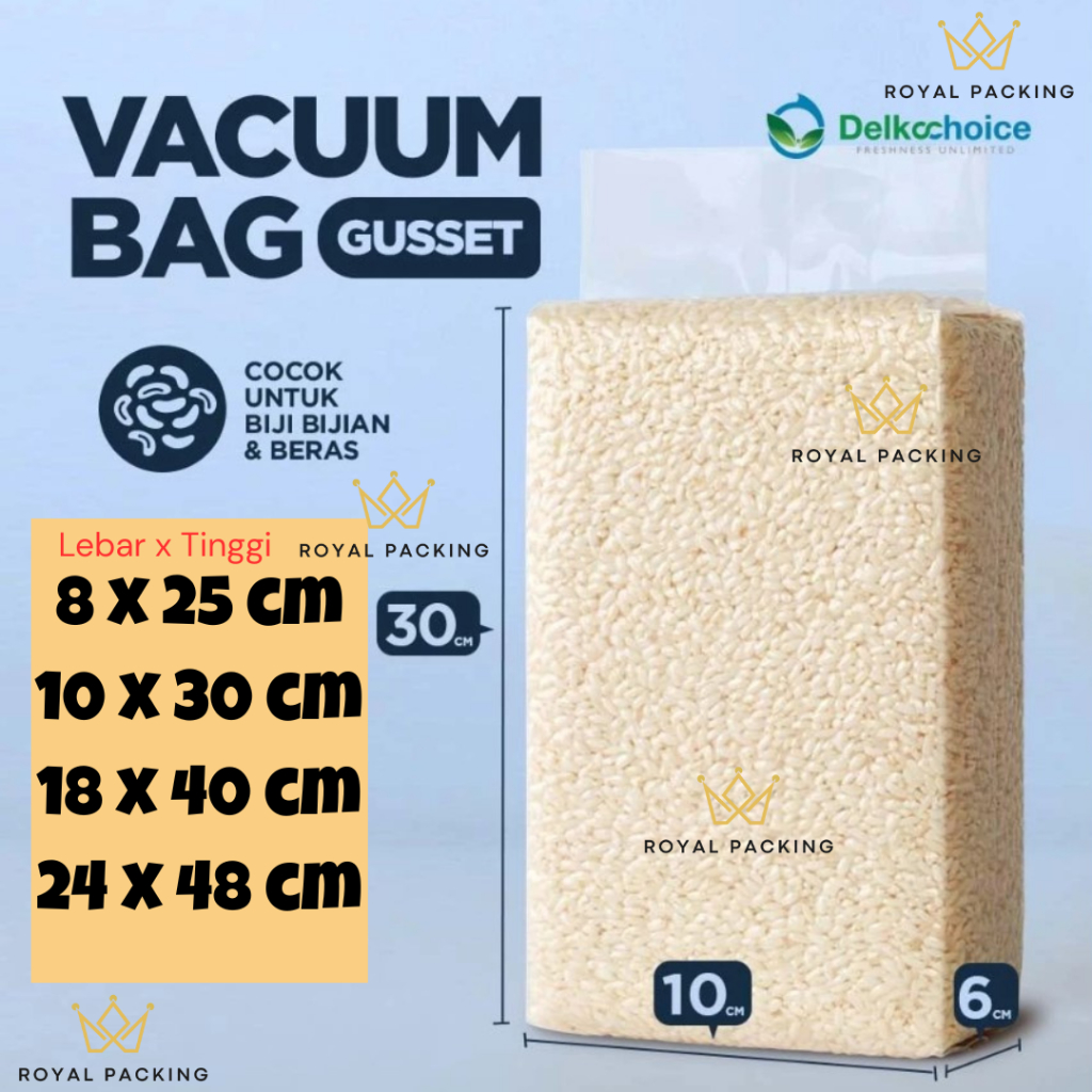 Rice Bag Plastik Standing Vacuum Gusset Nylon Kemasan Beras Bubuk Biji-Bijian Kacang Premium Vacum B