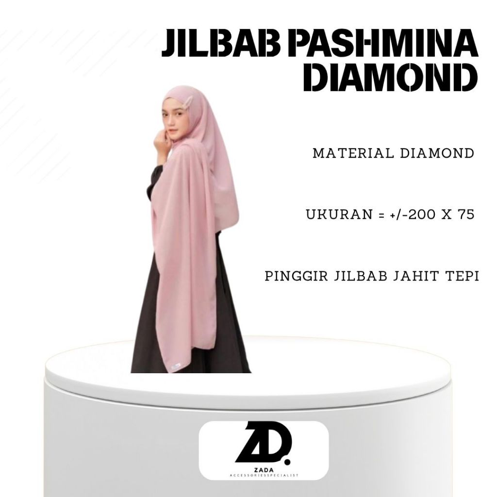 JILBAB PASHMINA DIAMOND PREMIUM TEPI JAHIT 200x75cm Pashmina COD