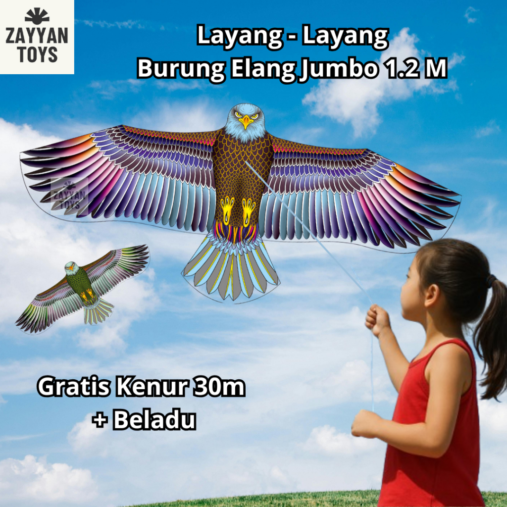 Layangan Elang Ramraman 1 Meter Layang Layang Layan Senar Buat Besar Kerangka Ram Raman Burung