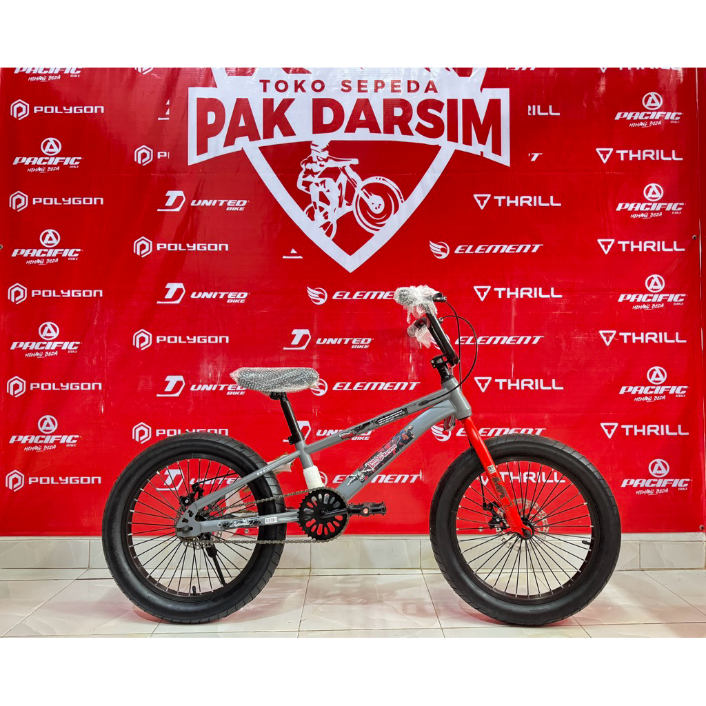 sepeda BMX 20 Element Neon Coyote Karakter Superman rem cakram ban 3.0