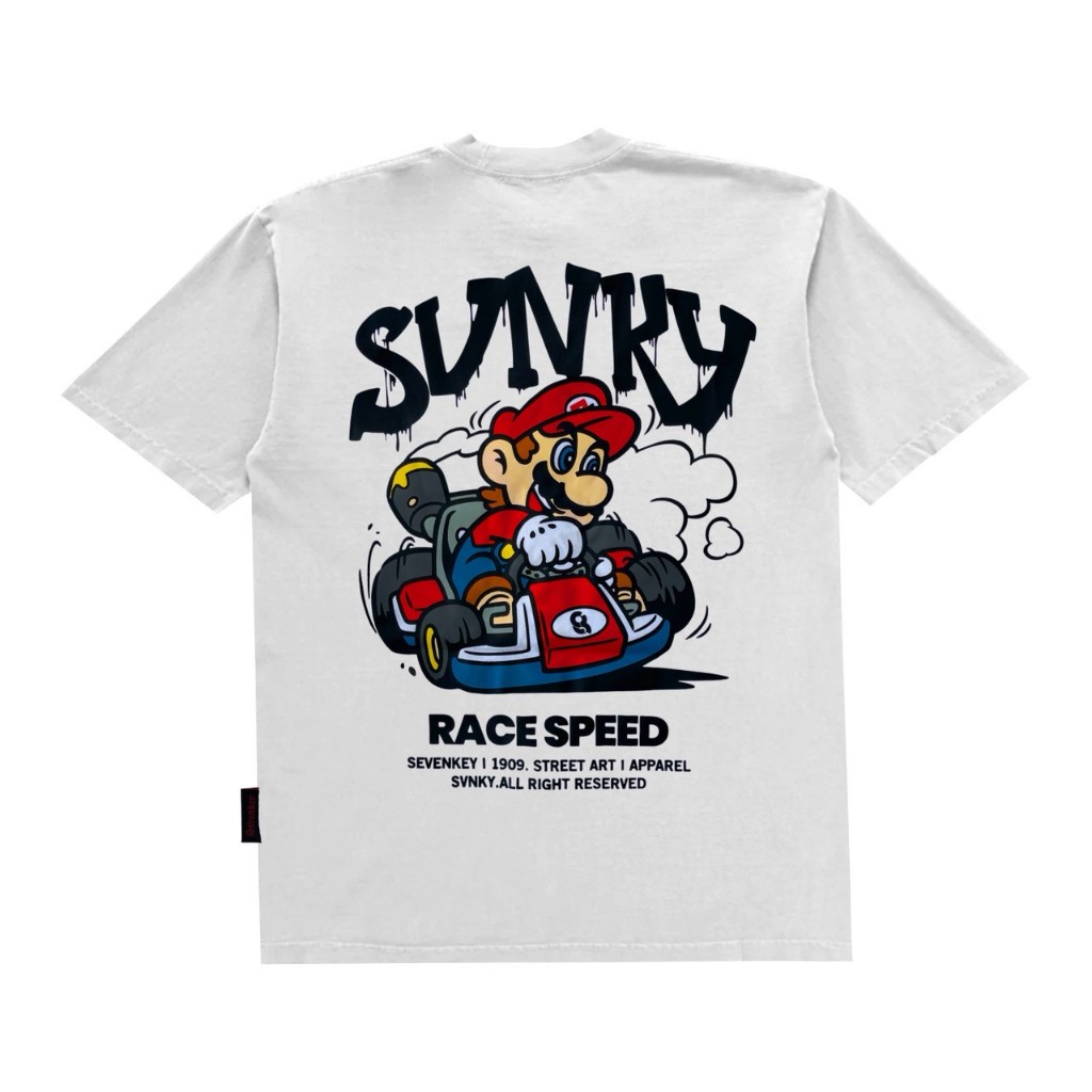 T-SHIRT DISTRO KAOS DISTRO SEVENKEY MARIO BROSS PUTIH KAOS PRIA WANITA KAOS KATUN TERLARIS