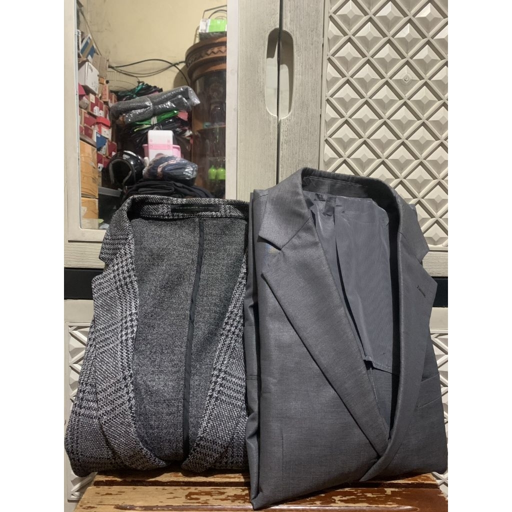 ORIGINAL JAS SUIT COMFORT TARTAN ZARA BLAZER TUXEDO SPAO WOOL SINGLE BREASTED RAJUT STRETCH