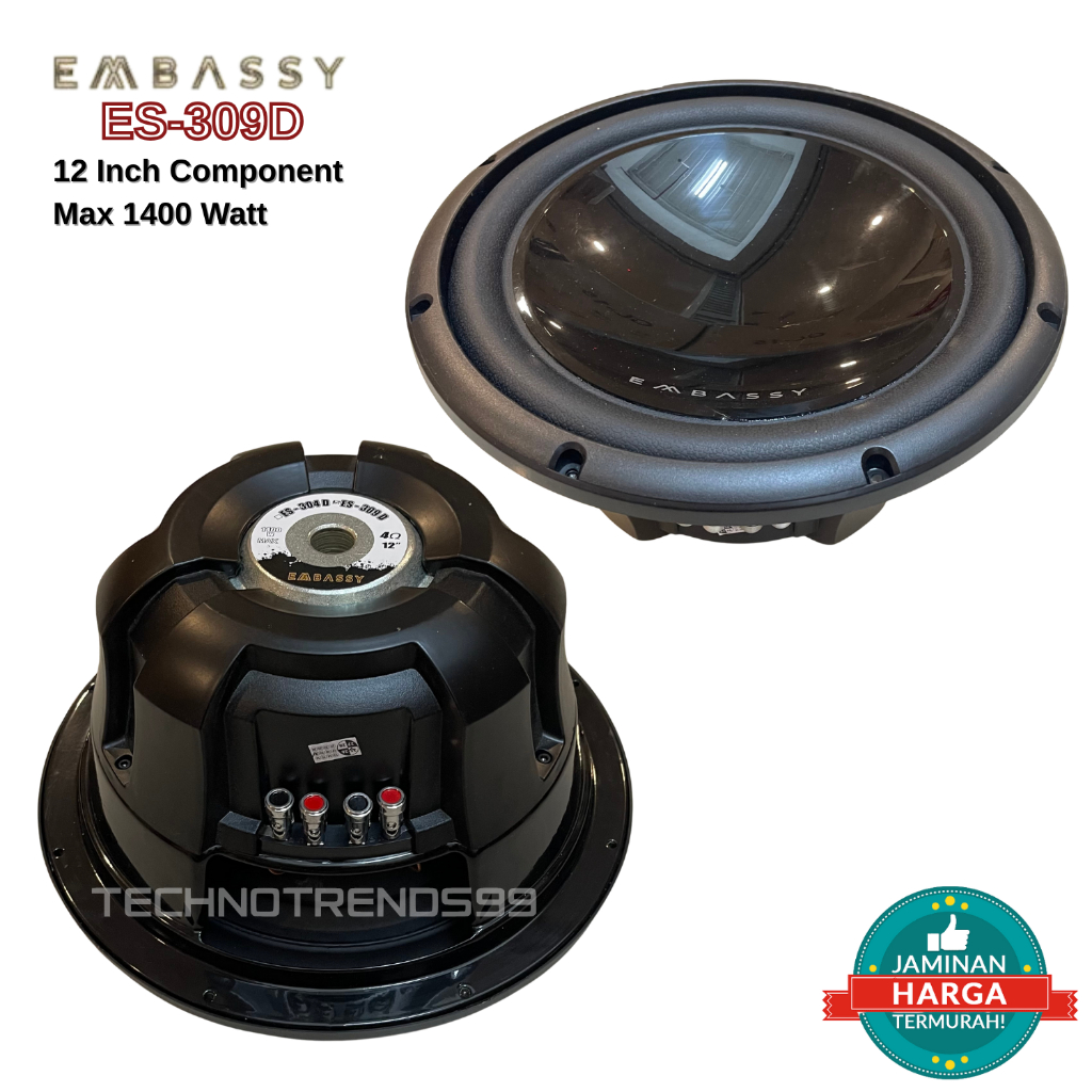 Subwoofer 12 inch Embassy ES-309-D ES309D ES 309 D Double Coil