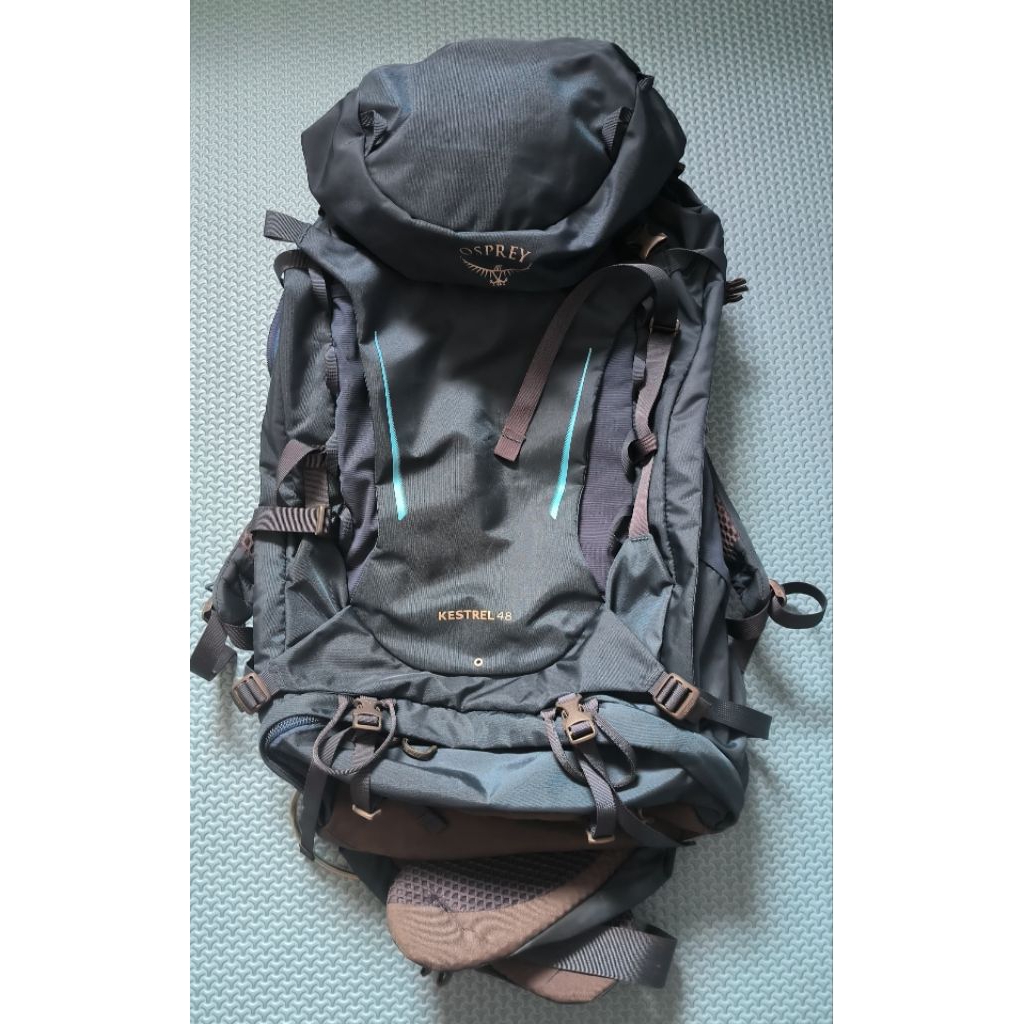 Osprey Kestrel 48L Original – Warna Biru (Like New, ada tag, Lengkap Raincover)