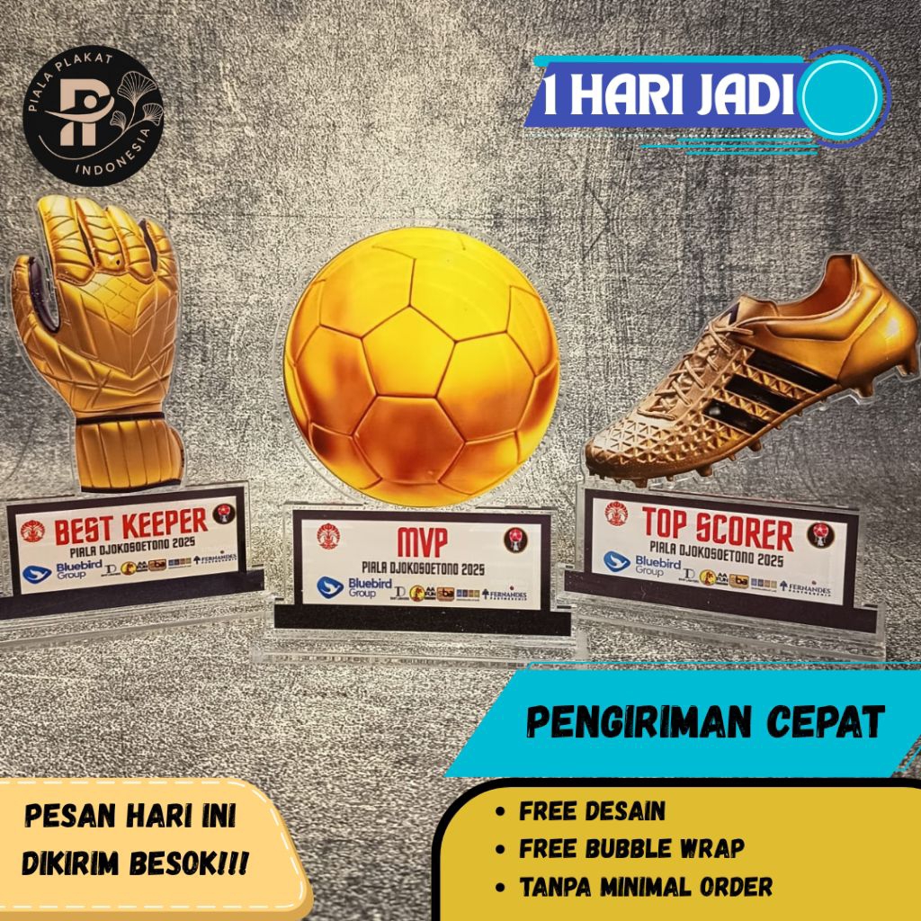 Plakat Akrilik Custom Turnamen murah, Trophy Volly Basket Badminton Sepak Bola,