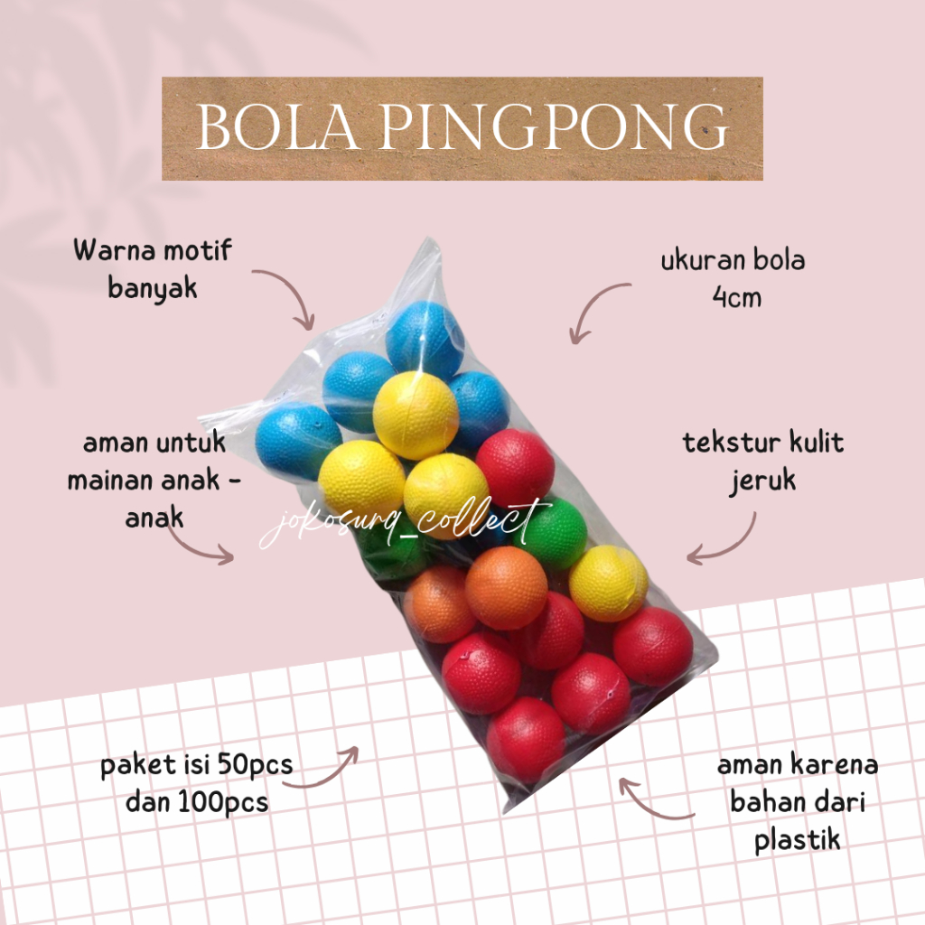 BOLA PINGPONG PLASTIK WARNA WARNI ISI 100PCS