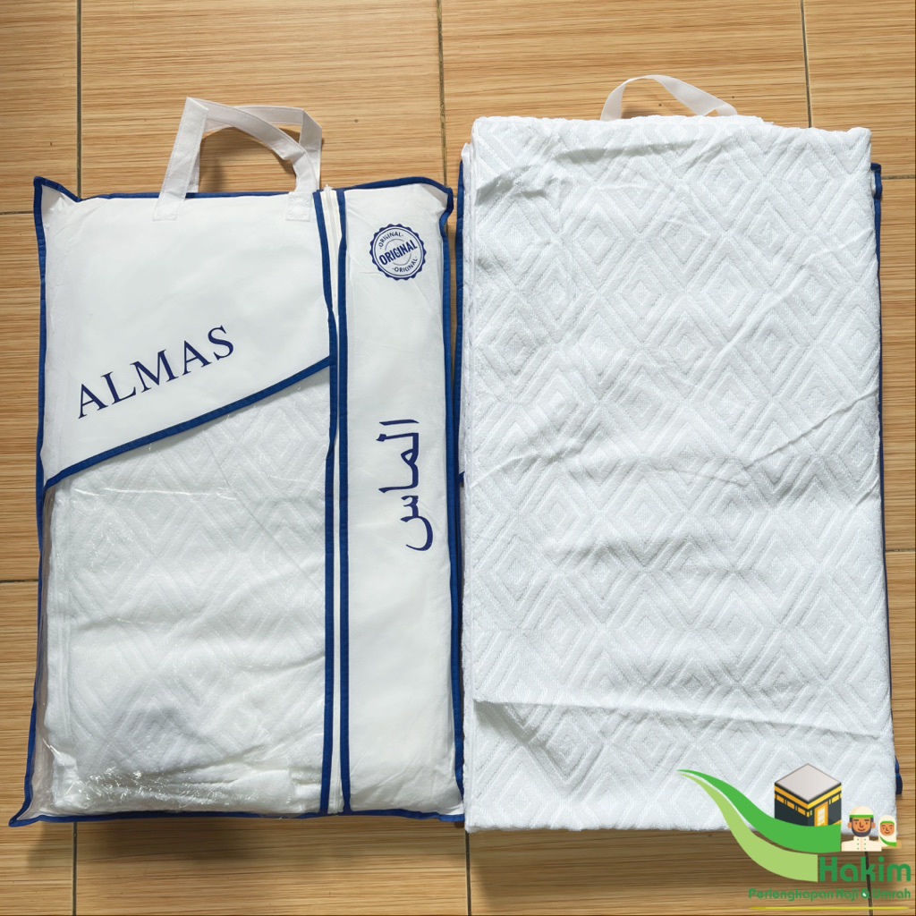 Kain Ihram Import JUMBO ALMAS Cotton Microfiber ( 266 x 115cm ) Kain Ihram Jumbo Laki-Laki Tanpa Jah