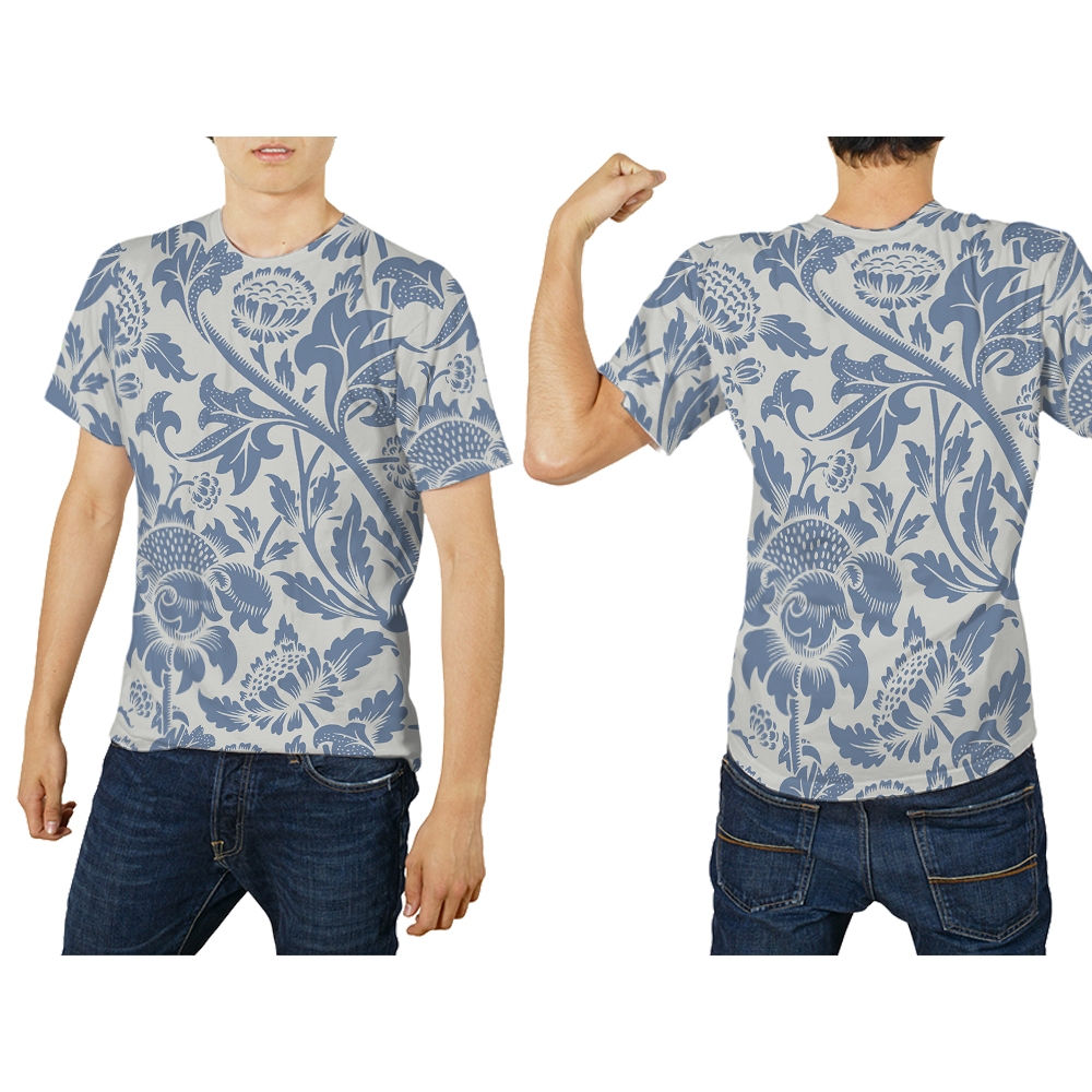 Baju Kaos Jersey Pria Batik Flora Sport Badminton Voli Tenis Padel Futsal Free Custom Nama & Desain 