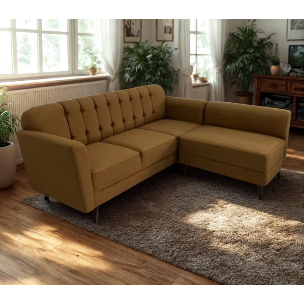 sofa retro l putus minimalsi gratis bantal 5 buah / sofa retro minimalis / sofa retro coklat