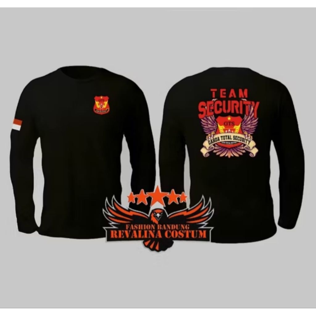 Kaos T-shirt _ LENGAN PANJANG TIM SECURITY _ Unisex Kaos Distro Peria/Wanita kekinian