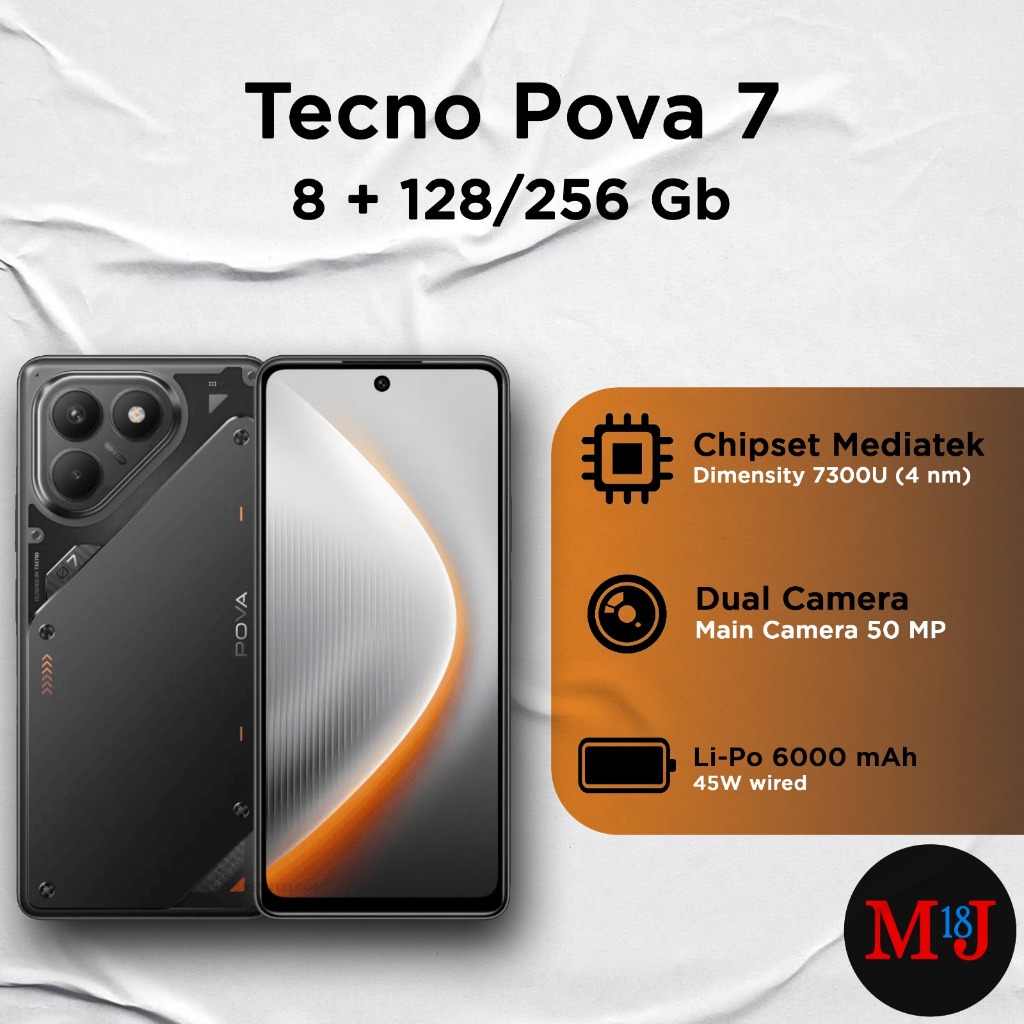 Tecno Pova 7 4G 128GB 256GB - Garansi RESMI BNIB
