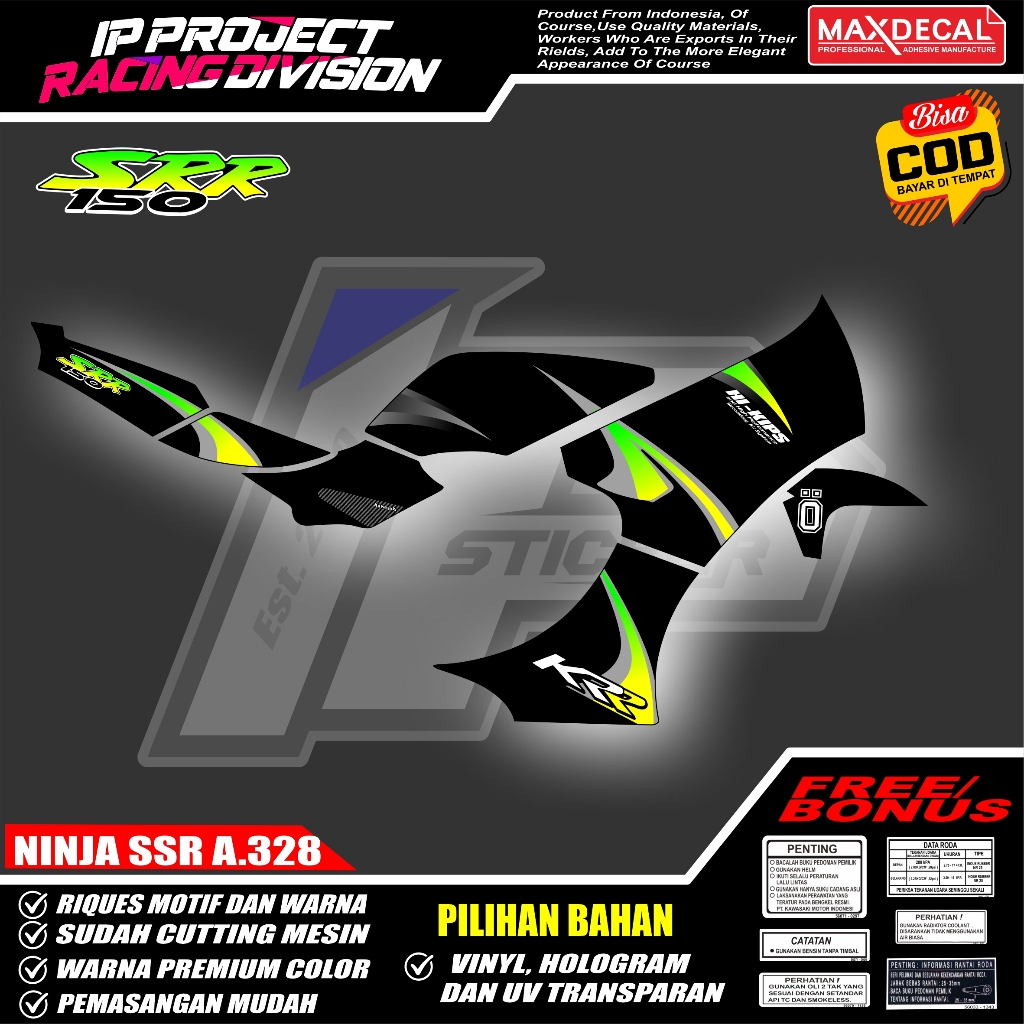 (COD)STICKER  STRIPING MOTOR ORIGINAL NINJA SSR  DESAIN RACING HOLOGRAM DAN TRANSPARAN